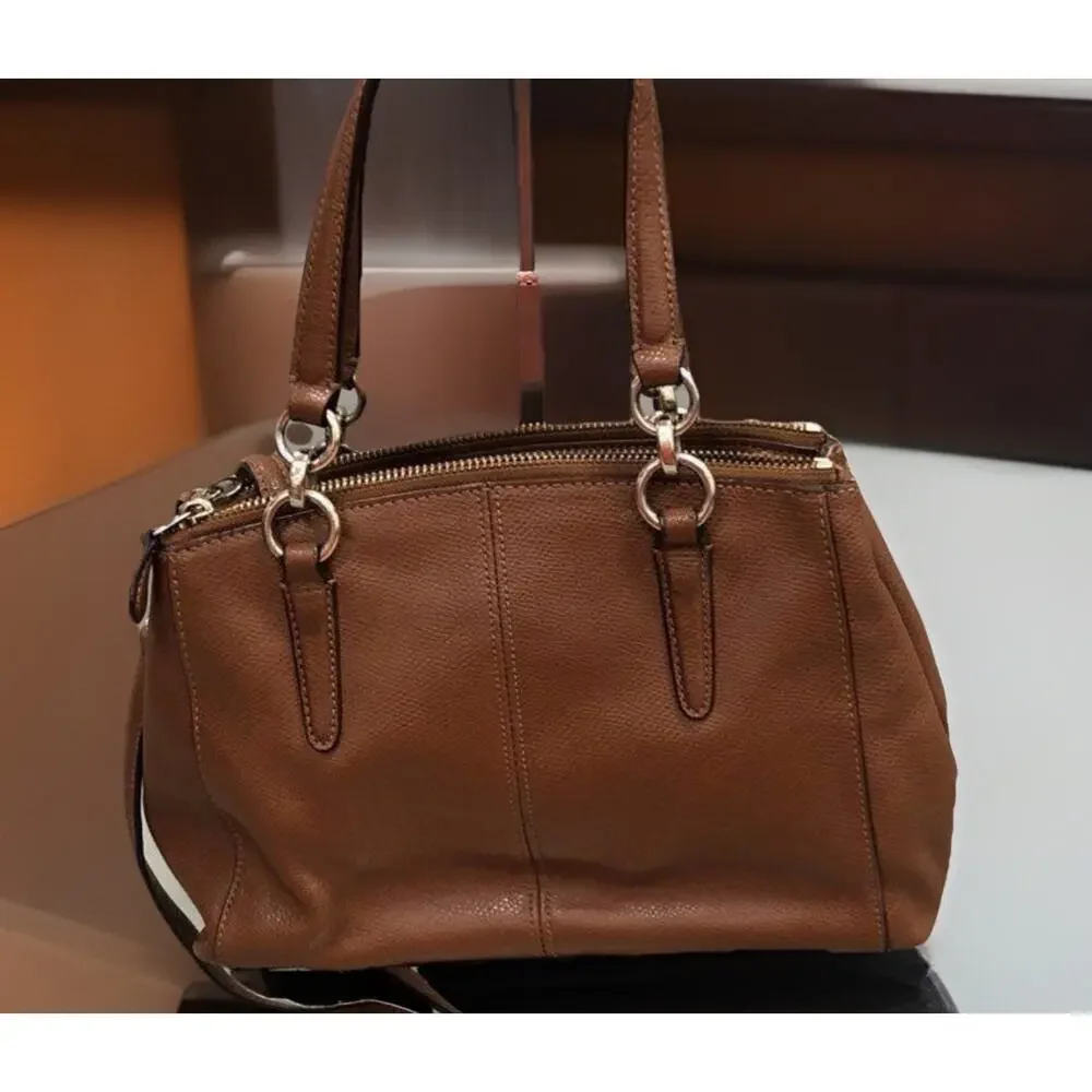 Coach - Christie Carryall Saddle Gold Two Way Handbag With strap & Charm - Picture 2 of 14